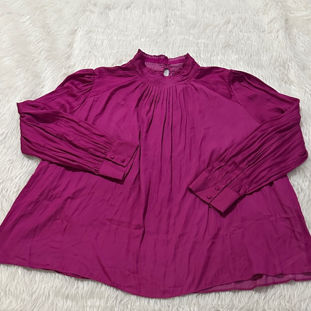 Versona Magenta Pleated Blouse